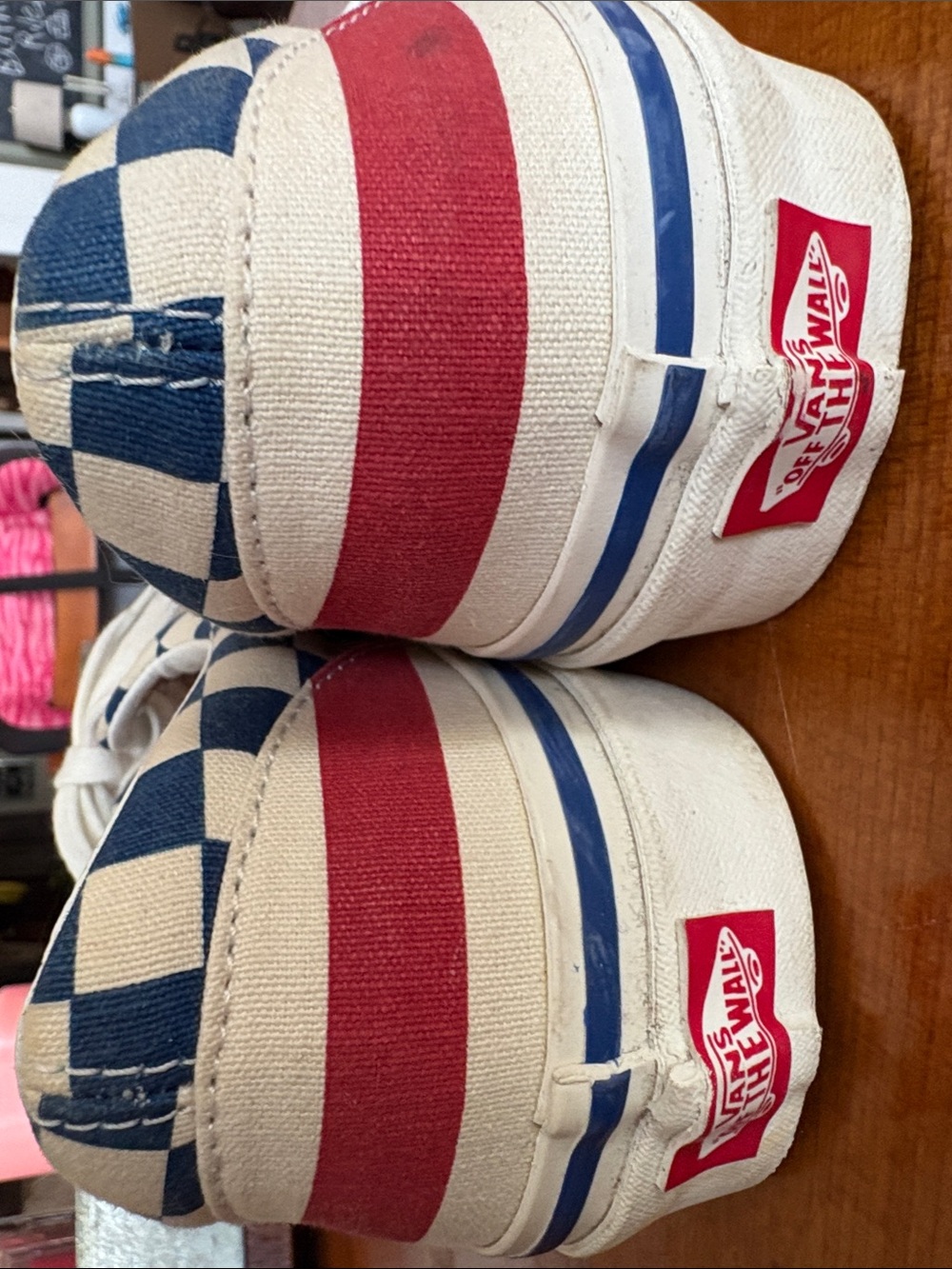 Vans USA Checkerboard & Striped Red and Blue style 95 - Picture 5 of 6